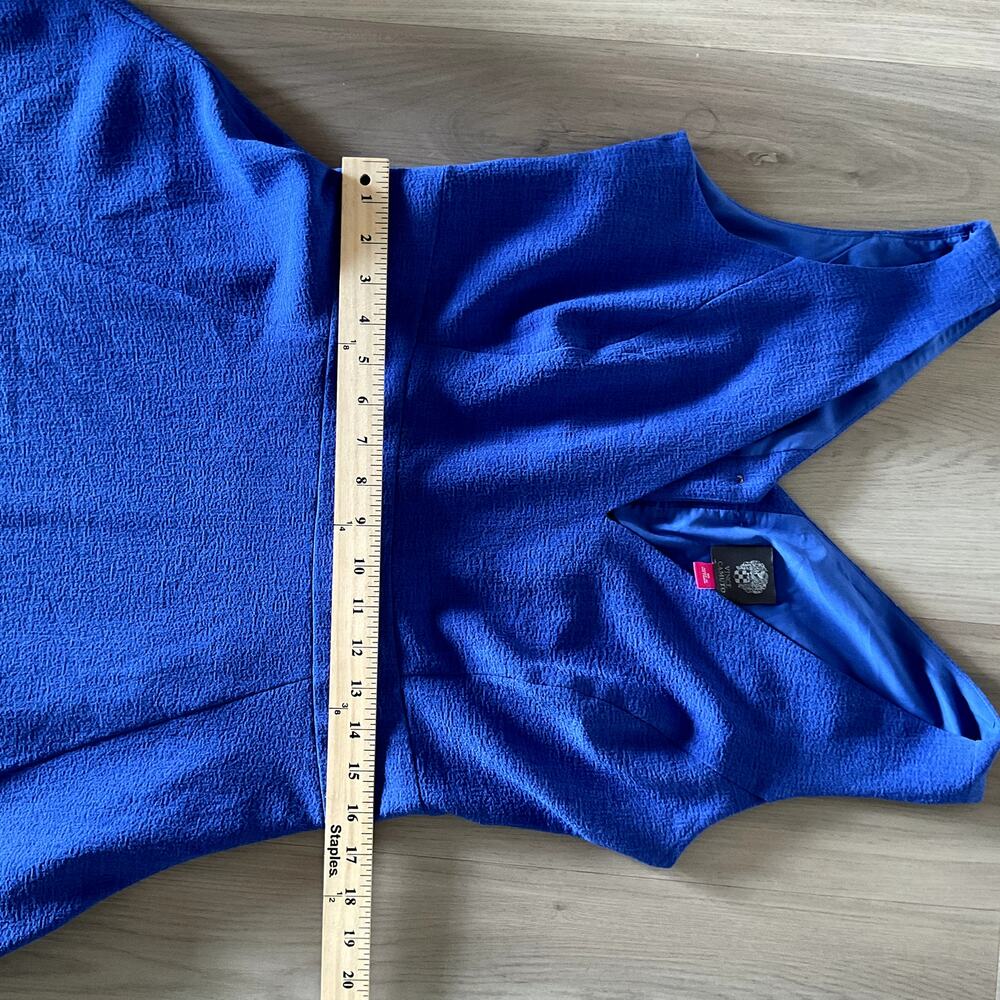 Vince Camuto Royal Blue Button-Back Cutout Fit & Flare Midi Dress Size 16 - Picture 5 of 9
